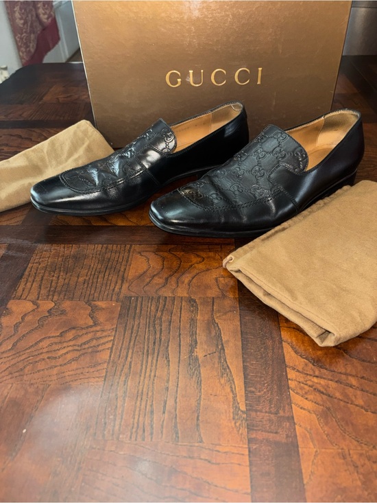 Gucci Other - Gucci Black Embossed GG Leather Slip-Ons